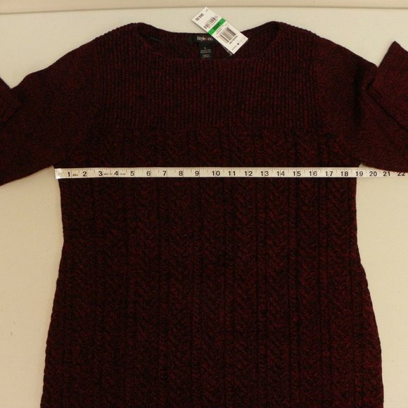 Style & Co Cable Knit Sweater Dress Purple Black L - Picture 5 of 8